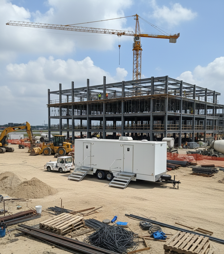 Long-term portable restroom rental boosting productivity at Miami construction site – YML