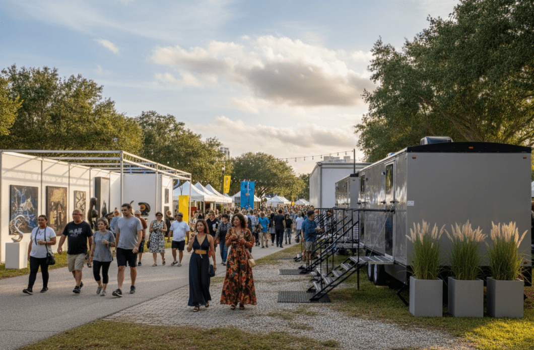 Luxury portable restroom trailer solution for Florida business remodel and office renovation – YML