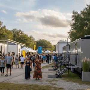 Luxury portable restroom trailer solution for Florida business remodel and office renovation – YML