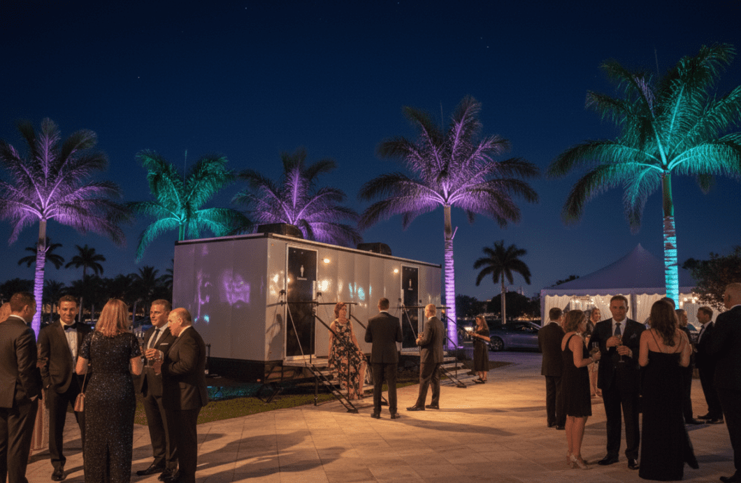 Luxury portable restroom trailer for exclusive party and VIP event in Miami – YML