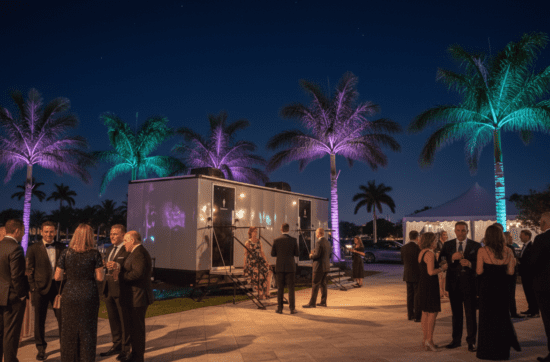 Luxury portable restroom trailer for exclusive party and VIP event in Miami – YML